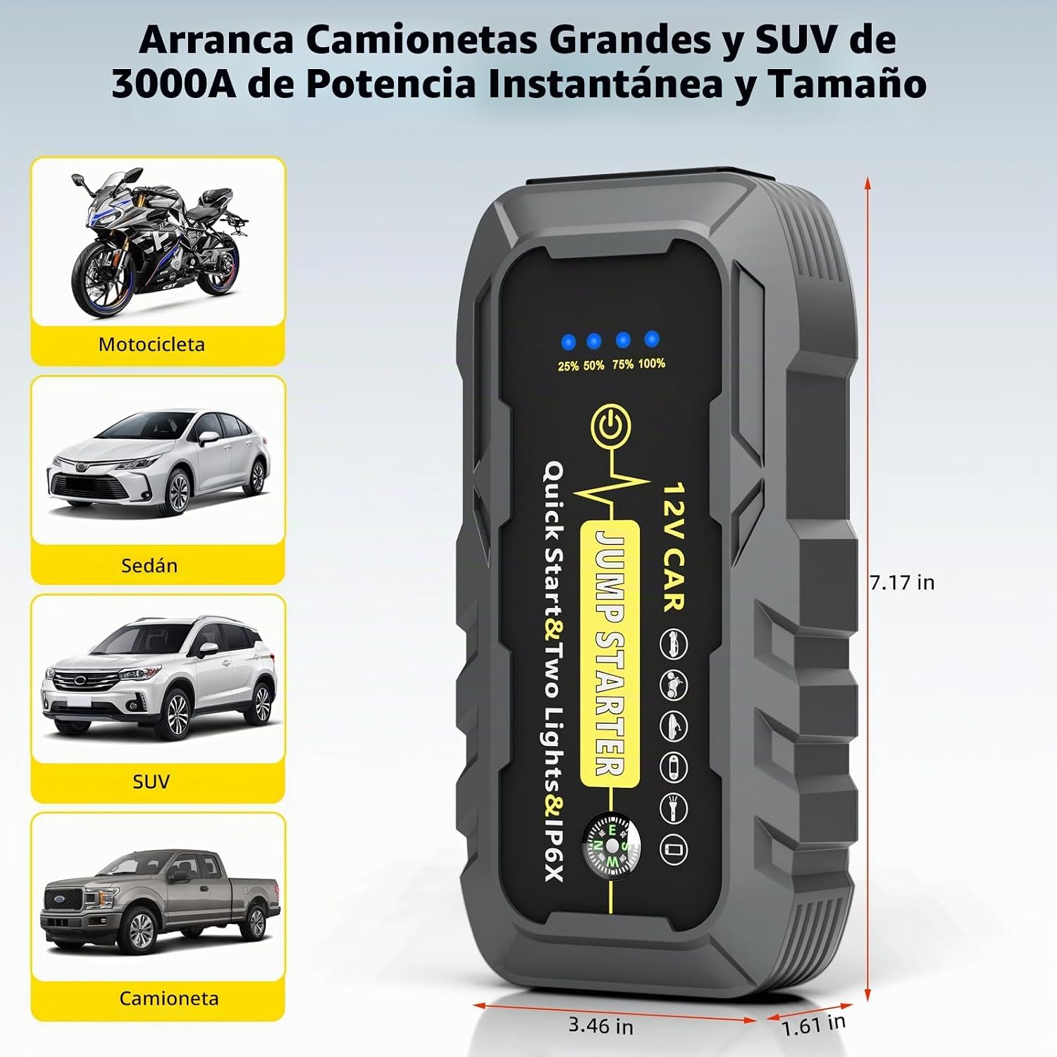 Arrancador de batería de automóvil, batería de arranque de coche de...