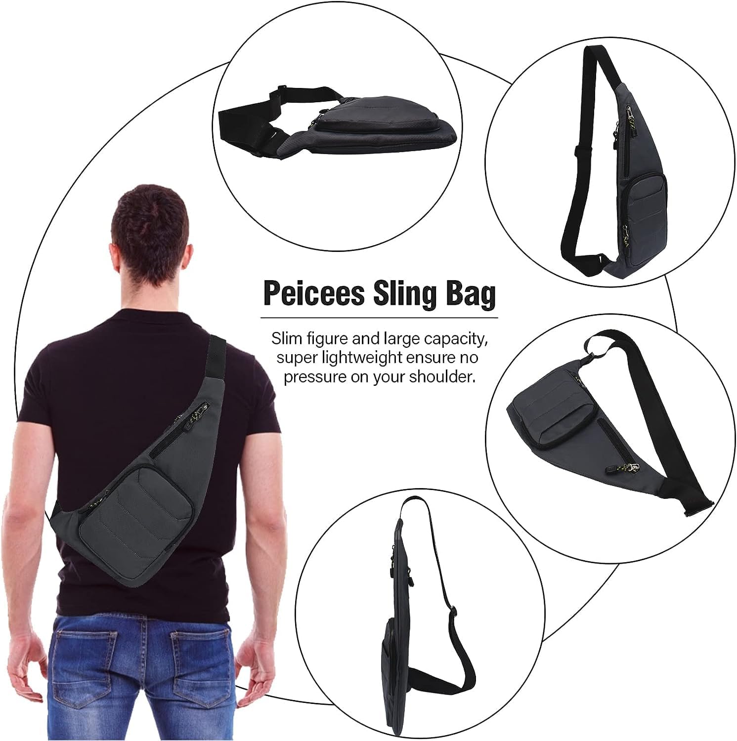Peicees Bolso Bandolera Impermeable Bolsa Cruzada Para Hombres Moch...