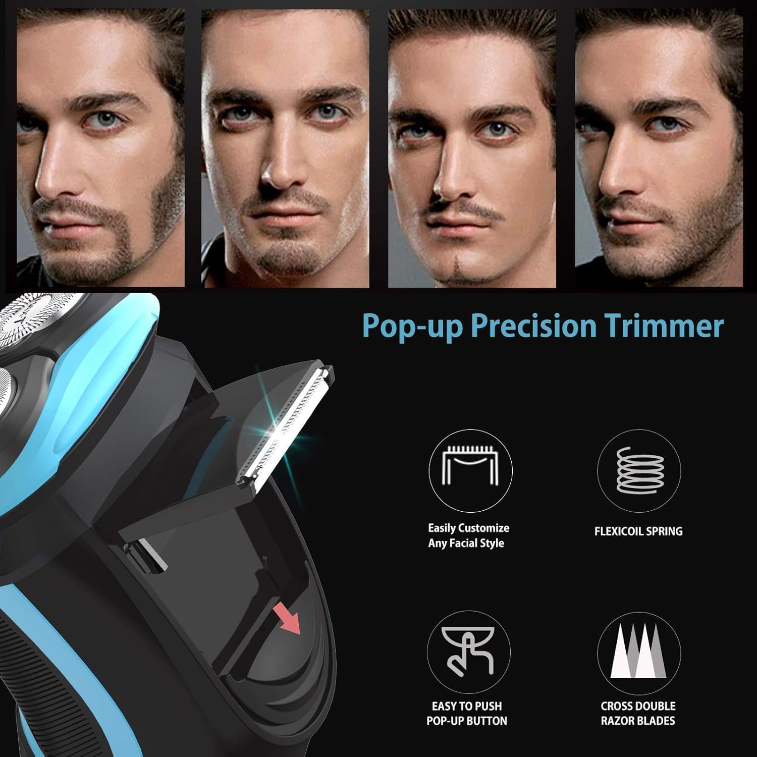 MAX-T Maquinilla de afeitar eléctrica para hombres con recortadora...