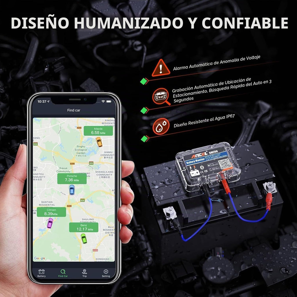 ANCEL BM200 Blue-US Monitor de batería 12V Bluetooth automotriz | P...