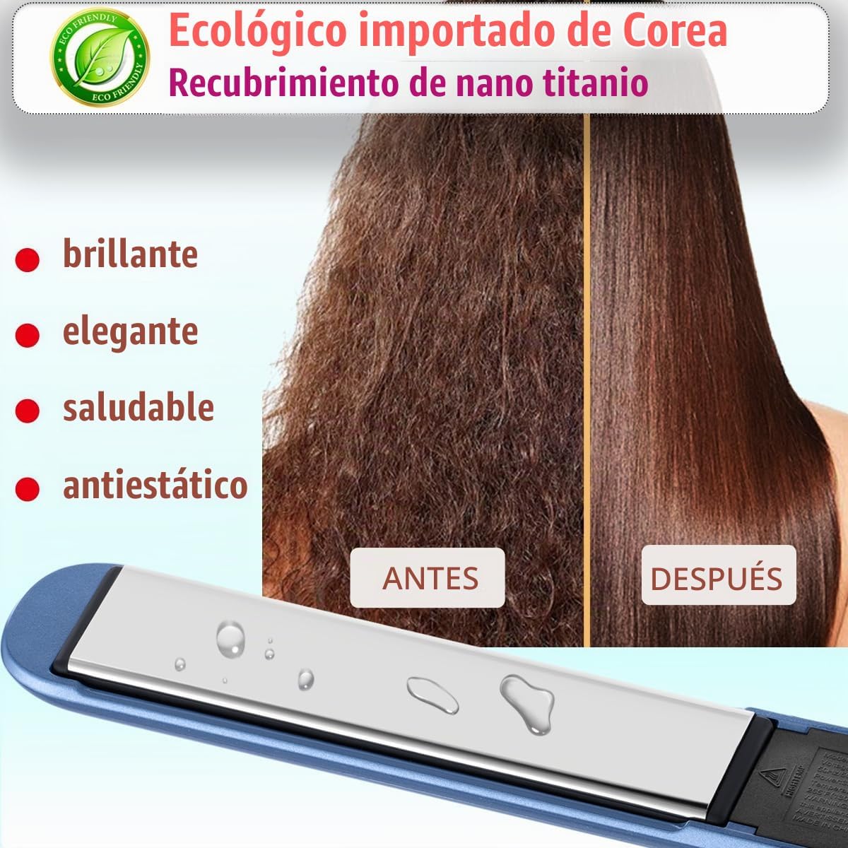 NITION Nano Titanium Alisador de pelo de 1 pulgada Placa de calenta...
