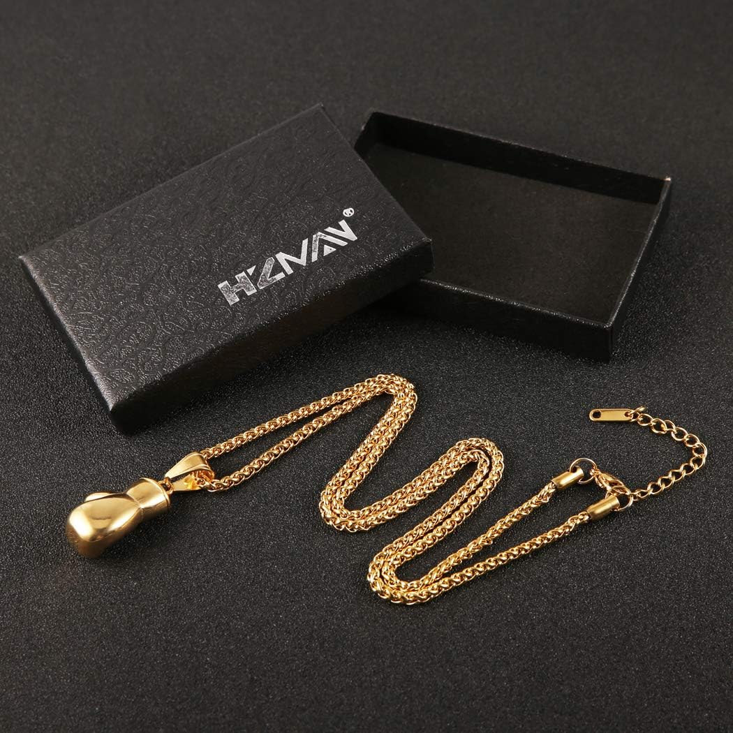 HZMAN Collar con colgante de guante de boxeo de acero inoxidable pa...