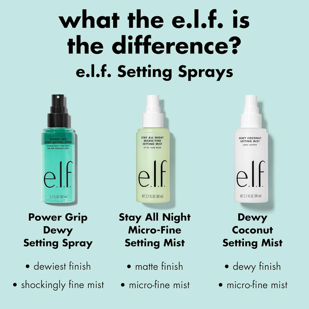 e.l.f. Power Grip Spray de ajuste de maquillaje Dewy, niebla ultra...