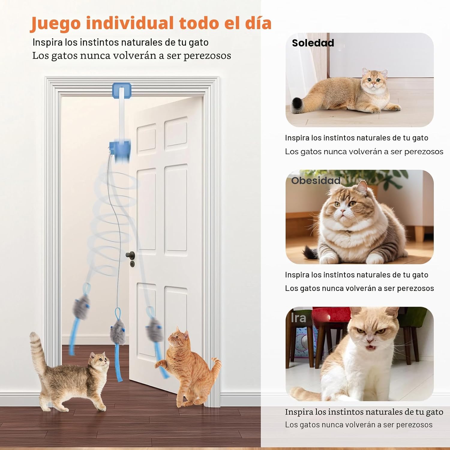 HAPPYCODE Juguete interactivo para gatos, pájaro aleteado y pluma g...