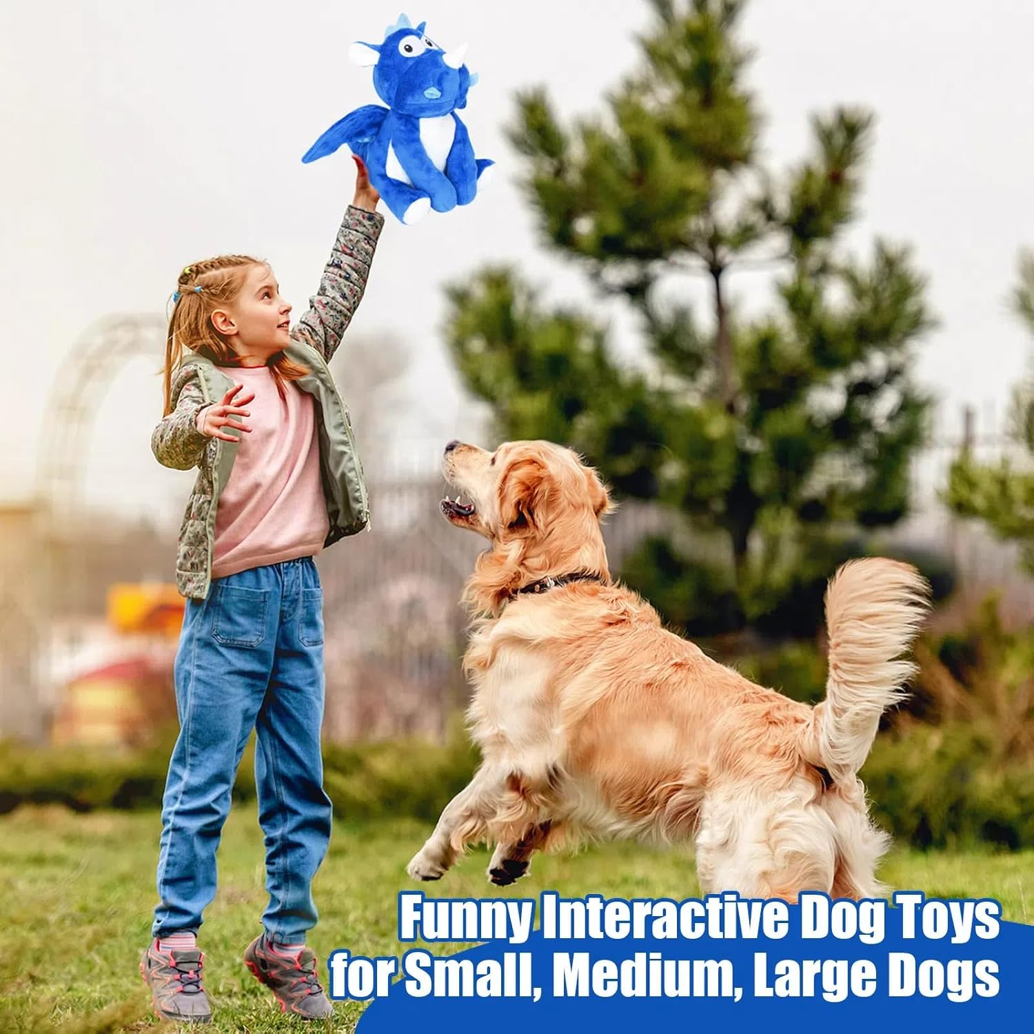 loncoldy Juguetes de peluche para perros, juguetes resistentes para...