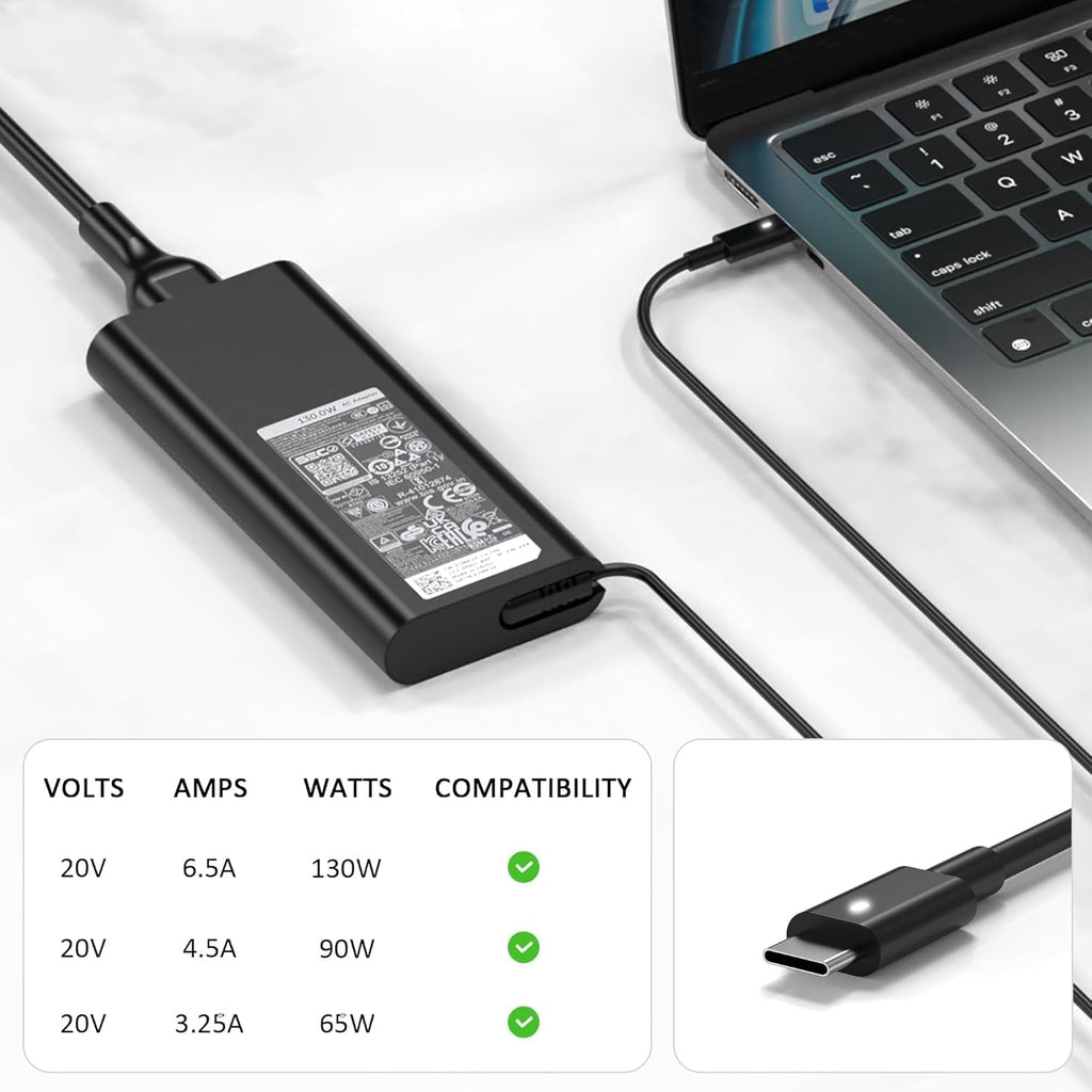 BULL-TECH Adaptador de corriente de repuesto para Dell 130 W, carga...