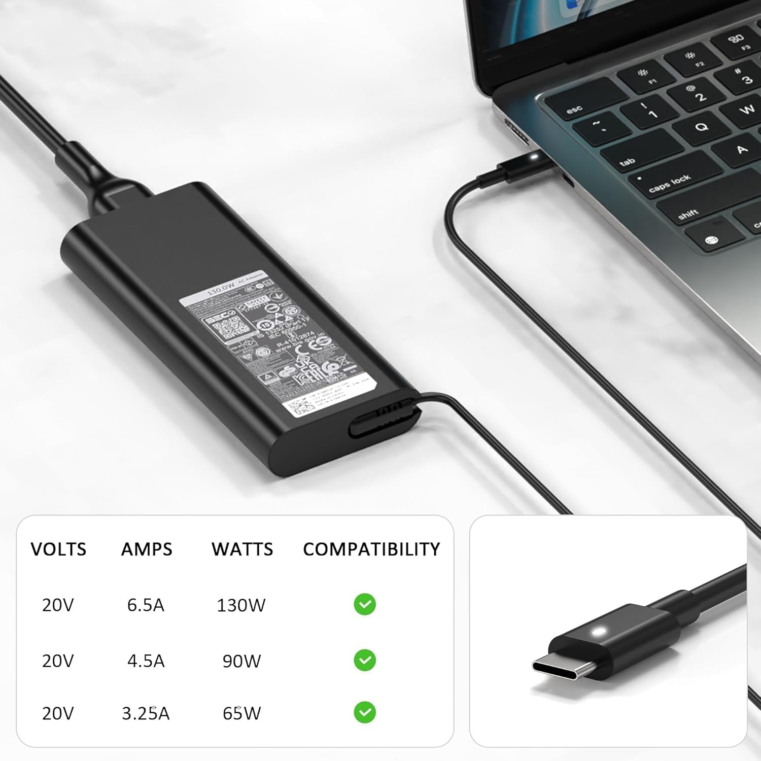 BULL-TECH Adaptador de corriente de repuesto para Dell 130 W, carga...