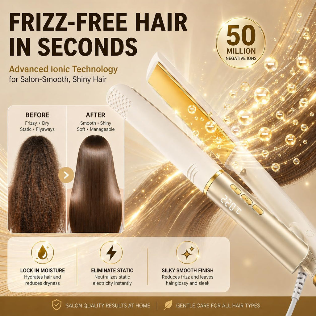 Plancha plana para el cabello, alisadora de pelo para mujer, alisad...