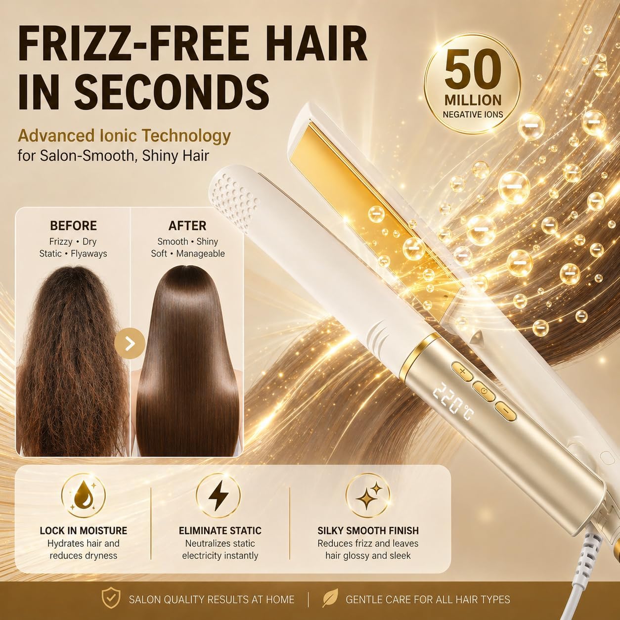 Plancha plana para el cabello, alisadora de pelo para mujer, alisad...