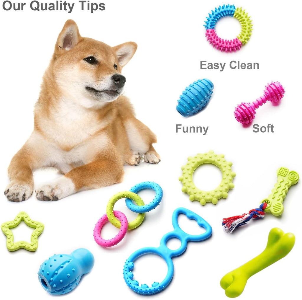 SZKOKUHO Juguetes masticables para perros pequeños, paquete de 17 u...