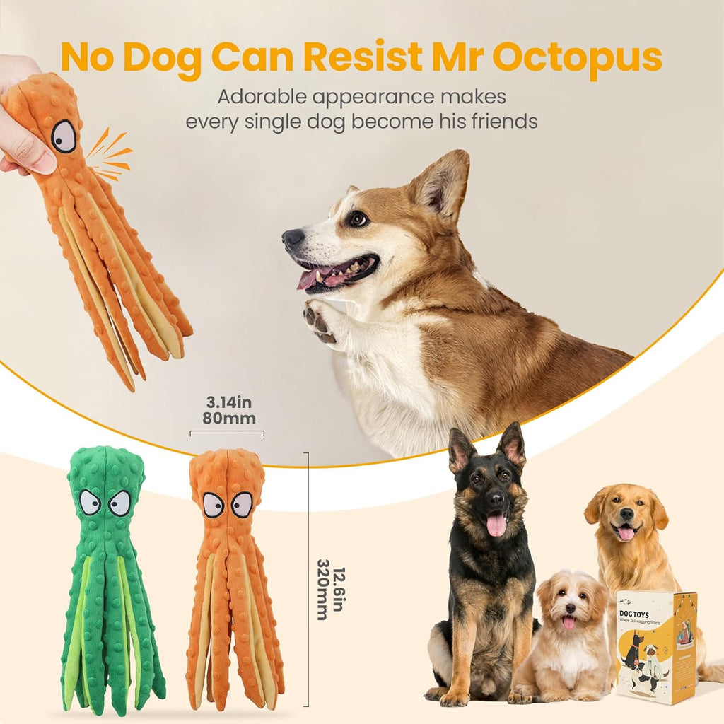 HGB Juguetes chirriantes para perros, pulpo sin relleno, juguetes g...