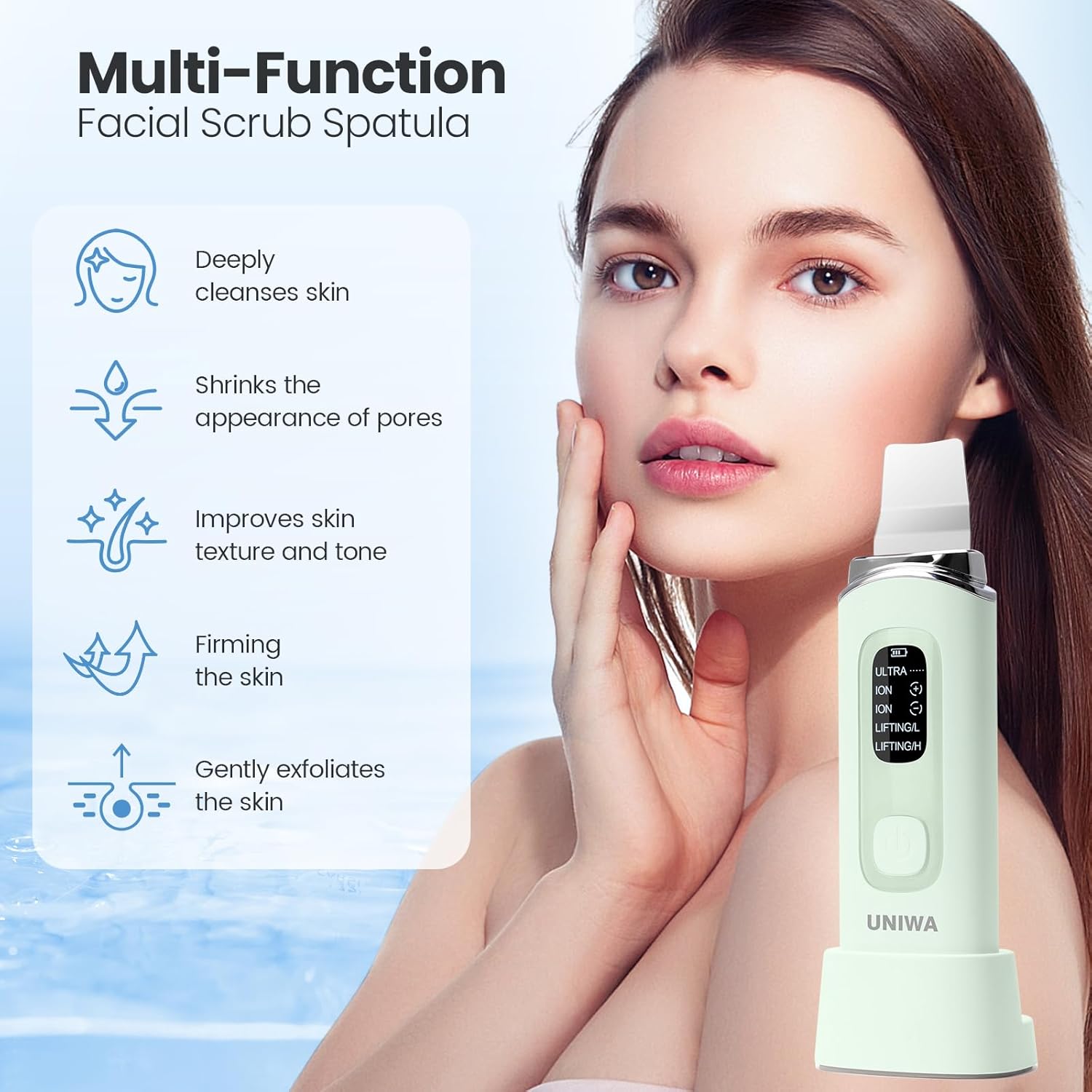 UNIWA Espátula facial para limpiar la piel, limpiador de poros, her...
