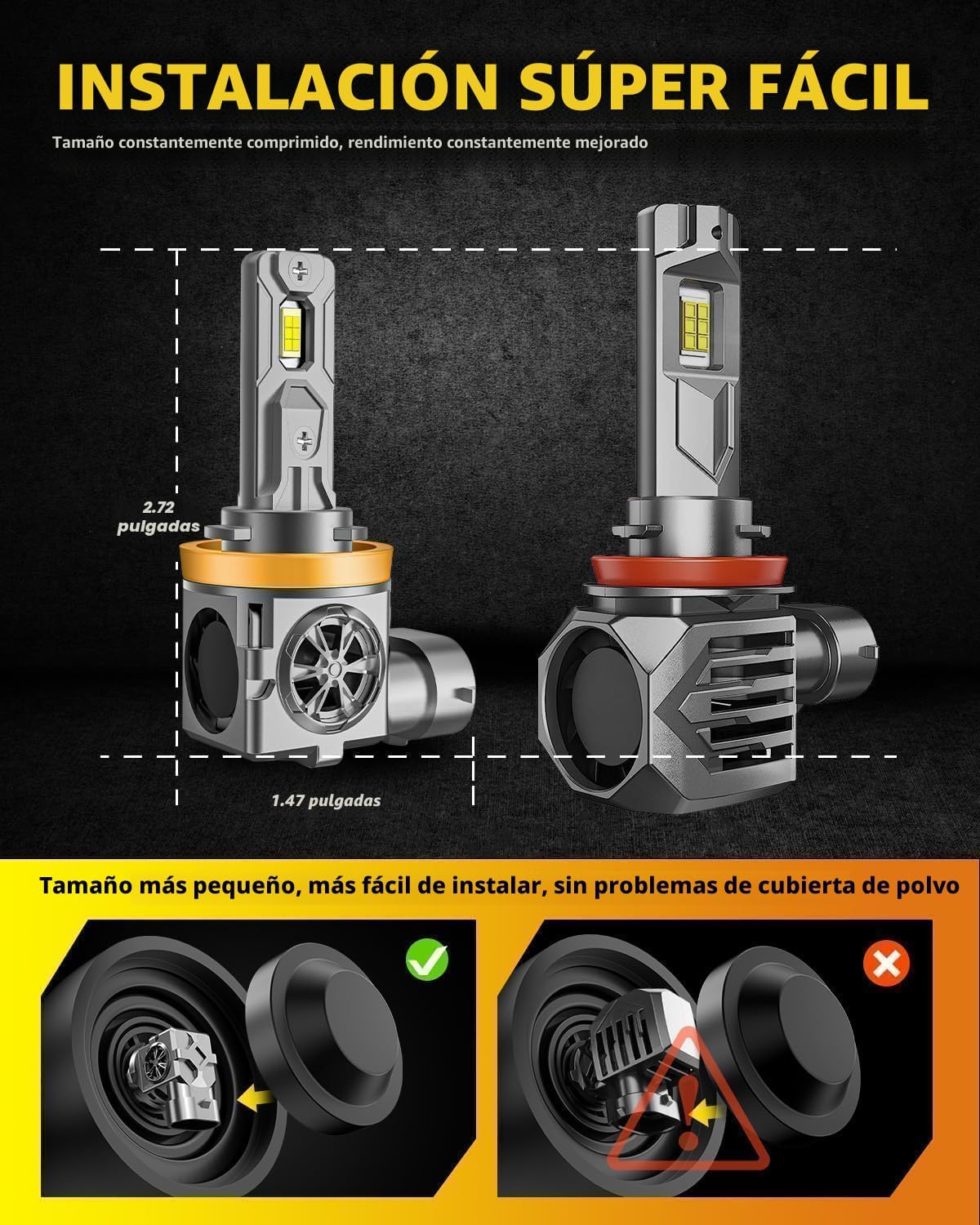 Termitor - Último combo de bombillas H11 9005, 150,000 lm de haz al...
