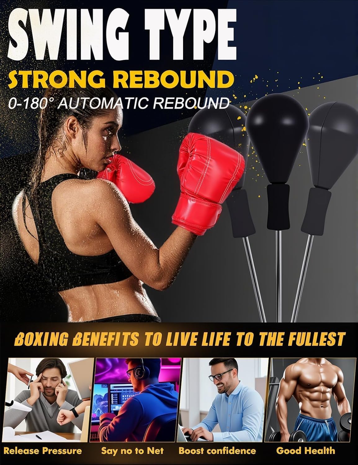 Saco de boxeo con soporte, bolsa de boxeo para adultos, altura ajus...