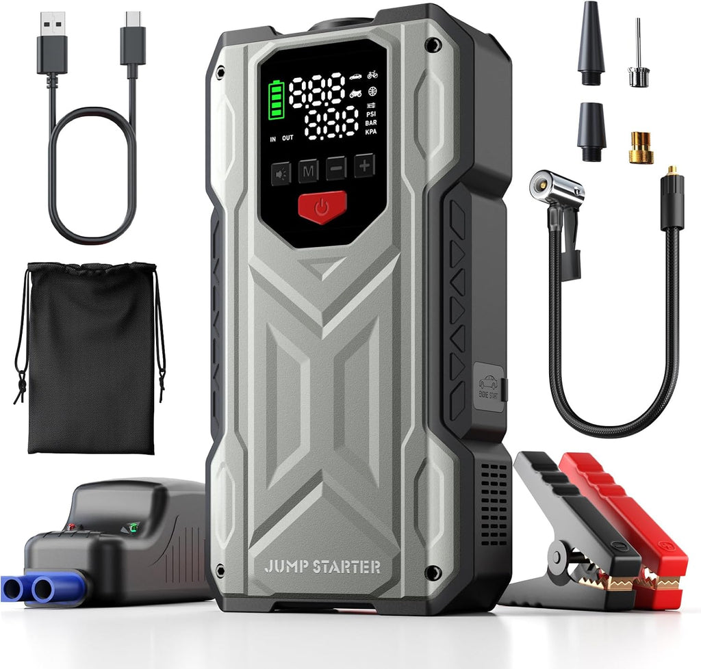 Pabulum - Arrancador de coche con compresor de aire, cargador de ba...