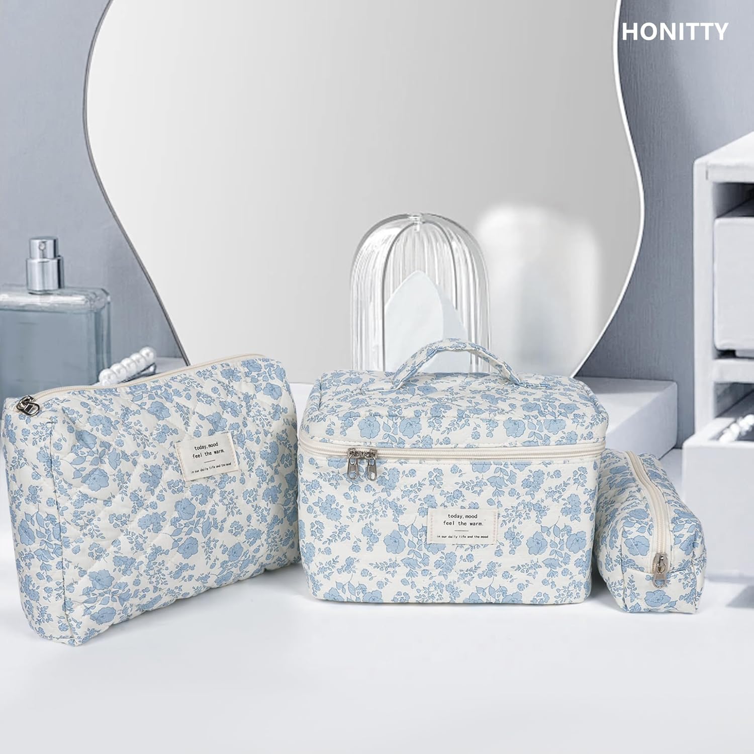 Bolsa de maquillaje, bolsa de cosméticos acolchada, bolsa de maquil...