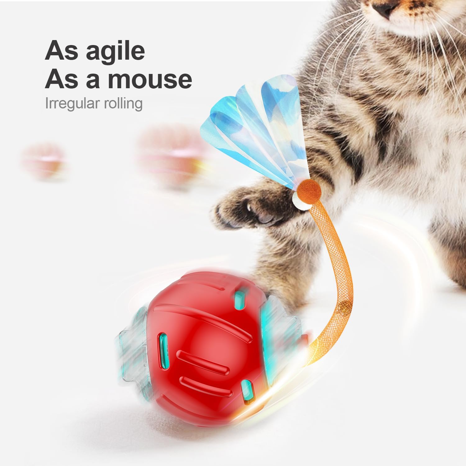 Jkanti Juguetes interactivos para gatos de interior, bola de gato á...