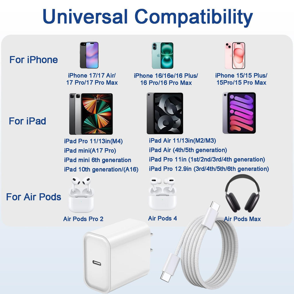 Cargador para iPhone 17 16 15 Pro Max de carga rápida 3 unidades 20...