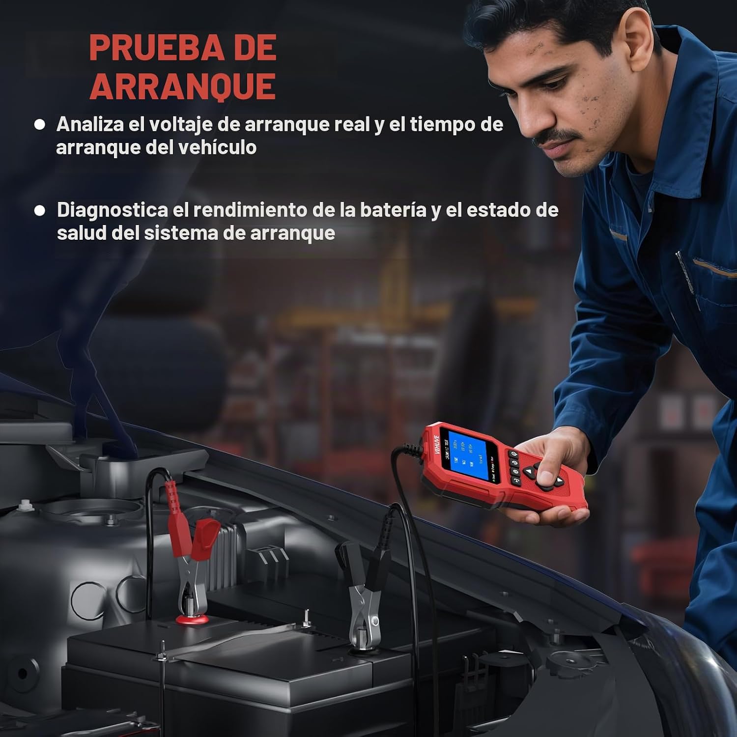 VEHLIVE BT910 5-3000CCA - Probador de batería de automóvil, 6 V 12...