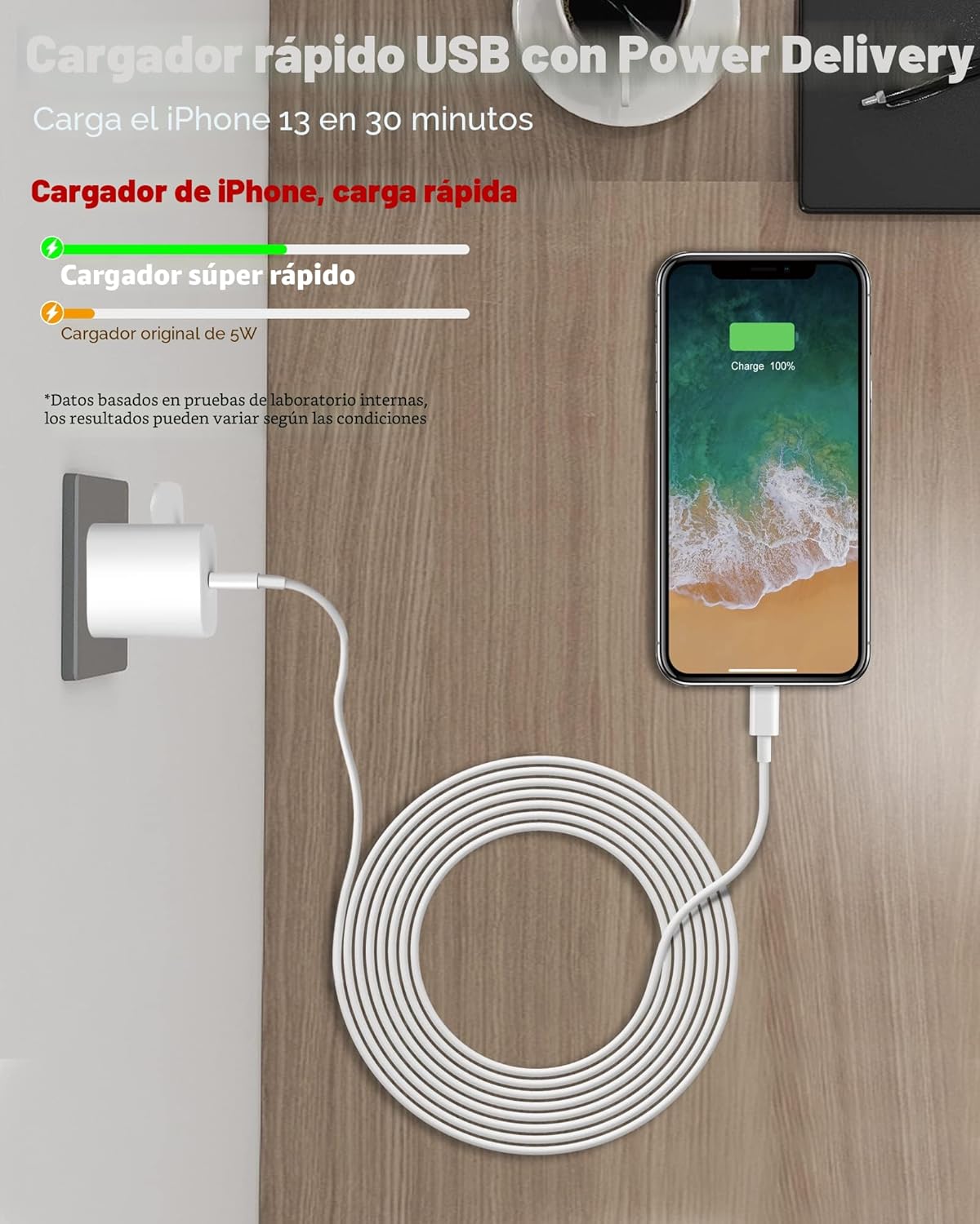 Cargador rápido para iPhone, cargador de Apple, cargador súper rápi...
