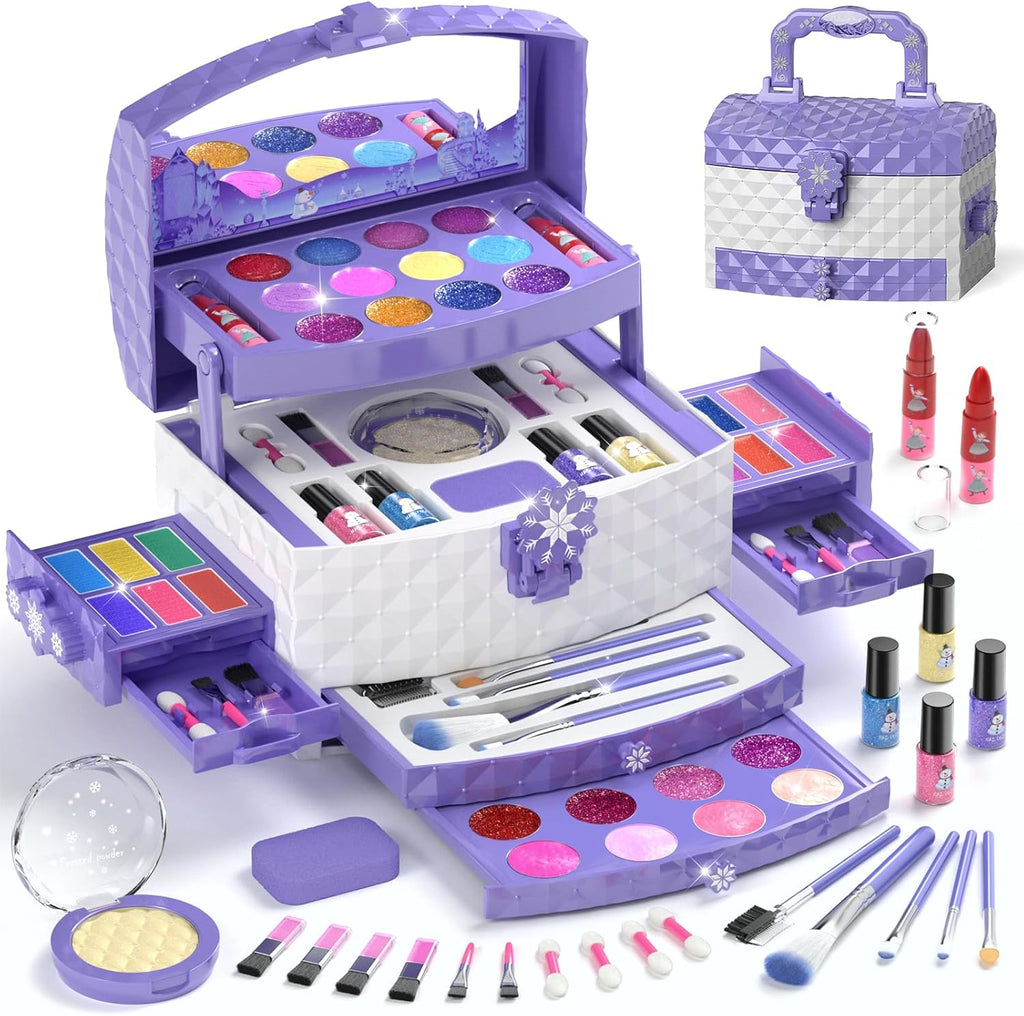 PERRYHOME Juego de maquillaje para niños para niña, 56 piezas, cosm...