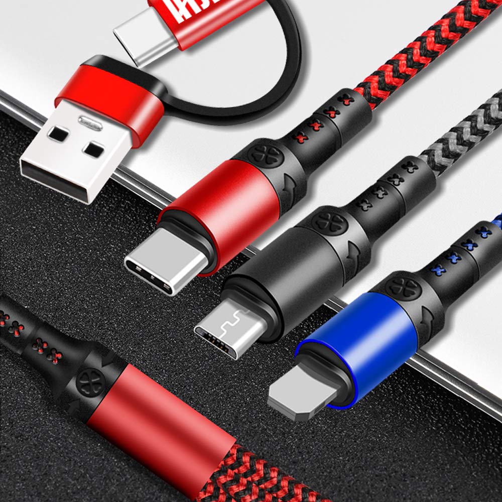 LHJRY Travel Essentials, cable de carga múltiple USB C [3 unidades...
