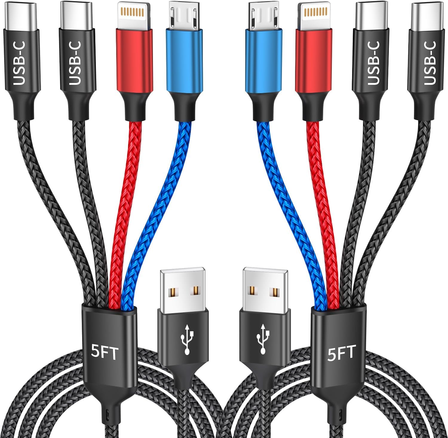 Cable de carga múltiple Dual Type-C 4 en 1 para múltiples dispositi...