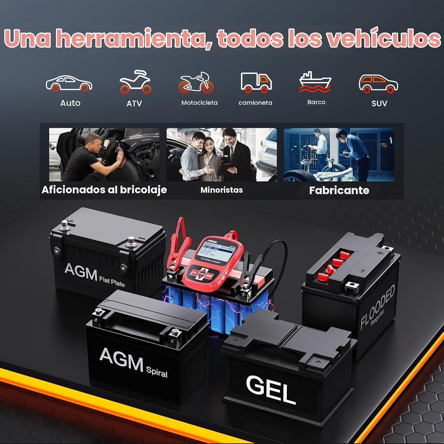 ANCEL BST200 Probador de Batería de Coche 12V, Probador de Carga de...