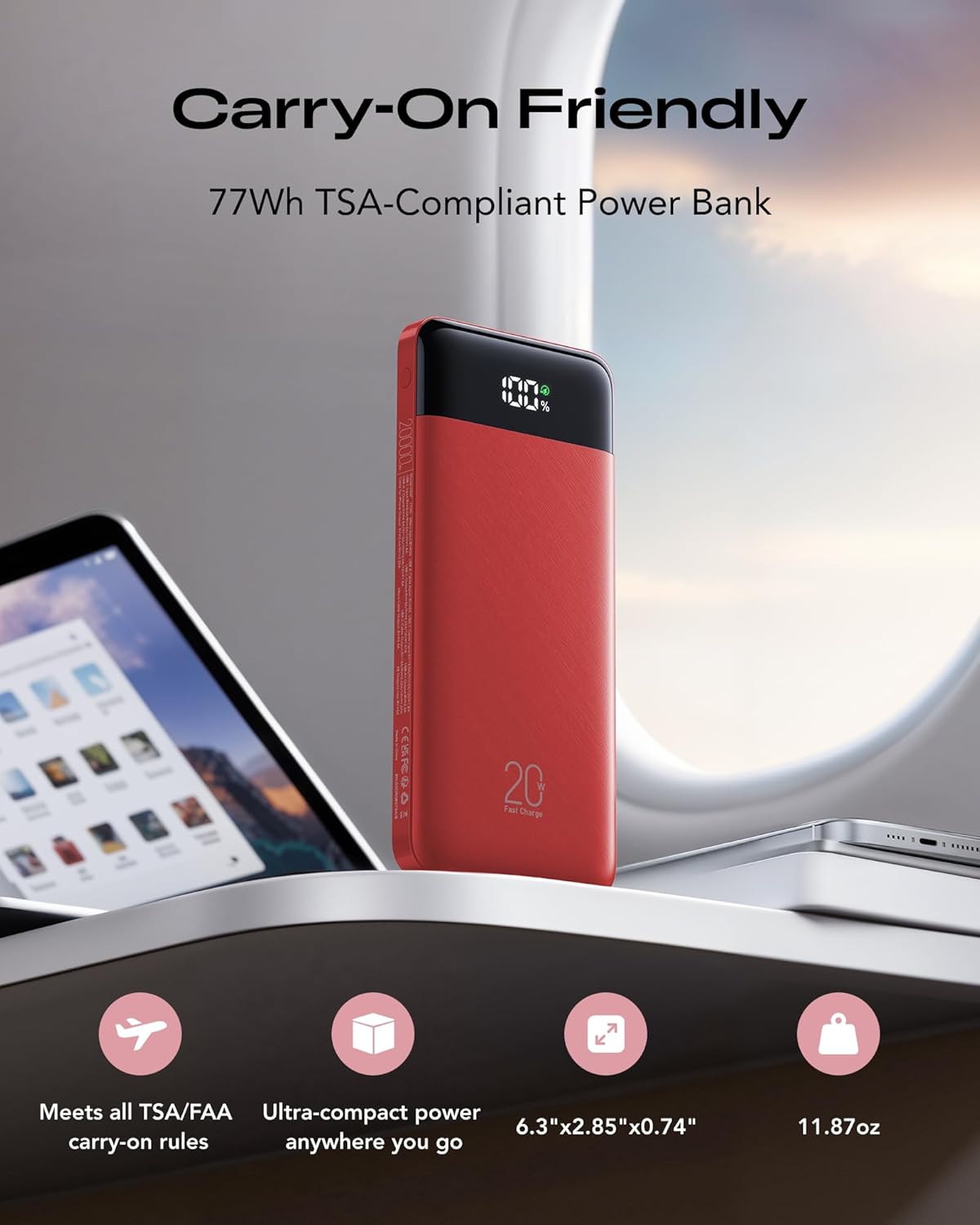 Orfeika Cargador portátil de 20000 mAh con 4 cables incorporados y...