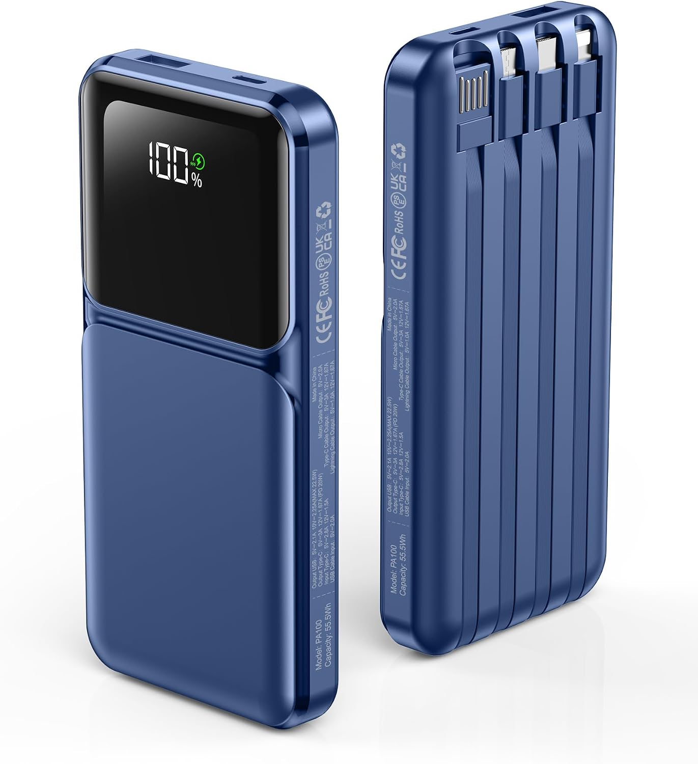 RONEGN Cargador Portátil con Cable Integrado 10000mAh USB C Banco d...