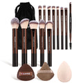 MAANGE Juego de 16 brochas de maquillaje de viaje para polvo líquid...