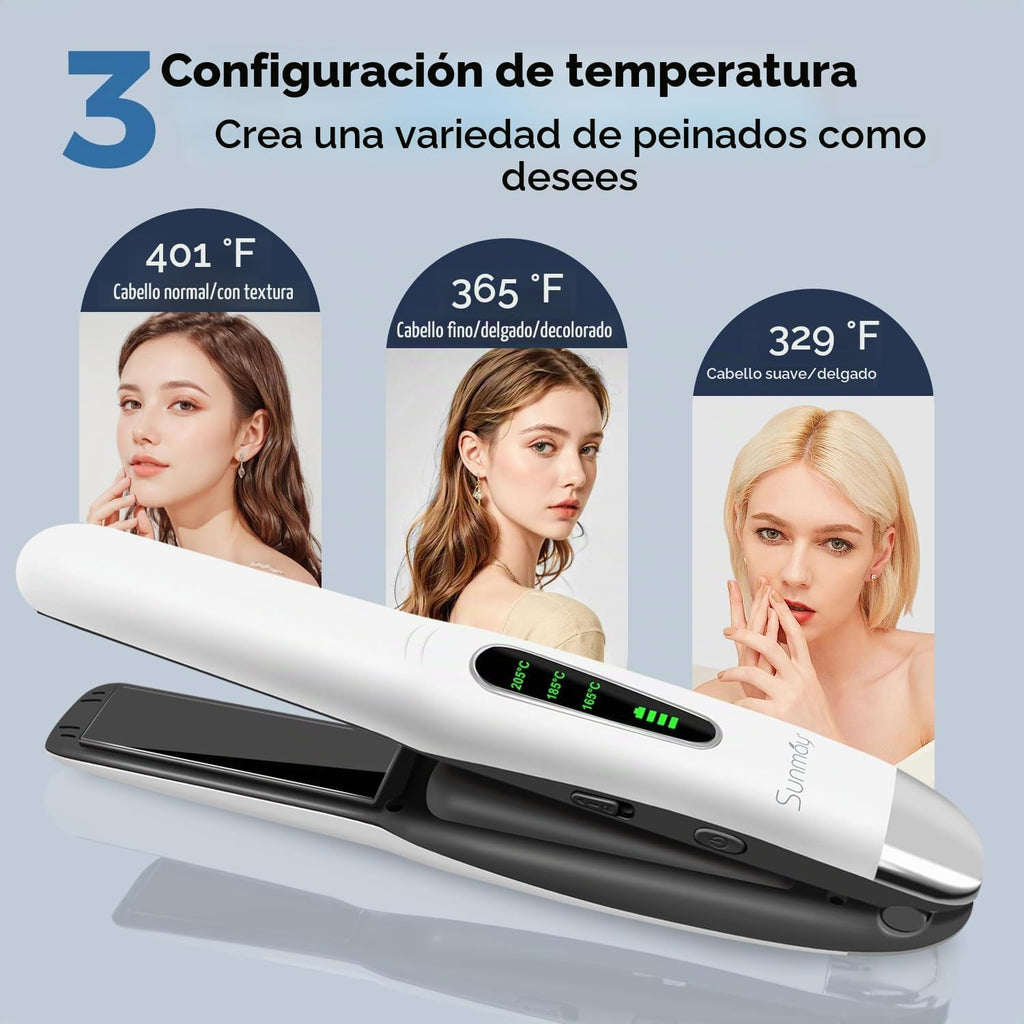 SUNMAY Alisador de pelo inalámbrico, mini plancha plana portátil pa...