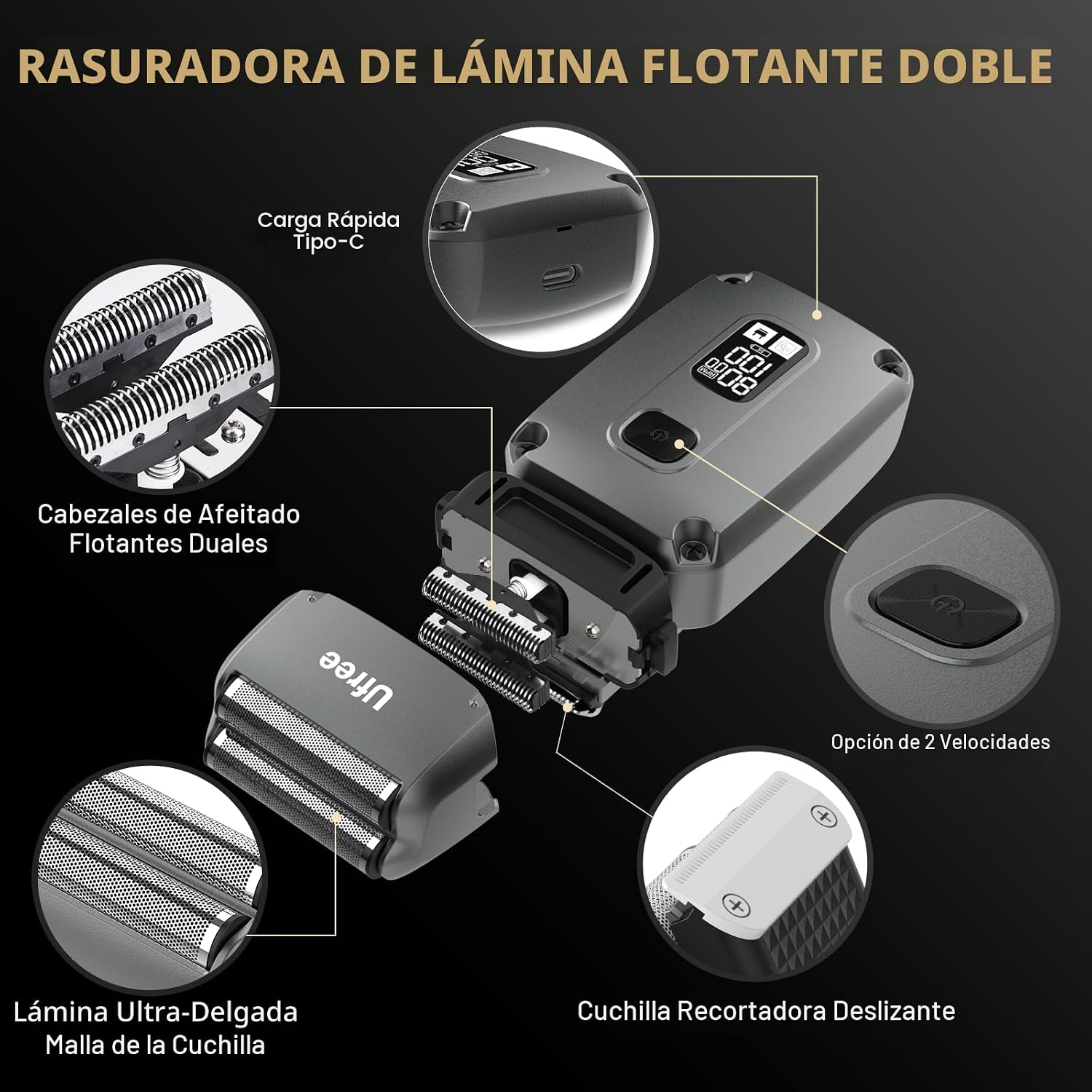 Ufree - Cortapelo para hombres profesional, recortador de barba y a...