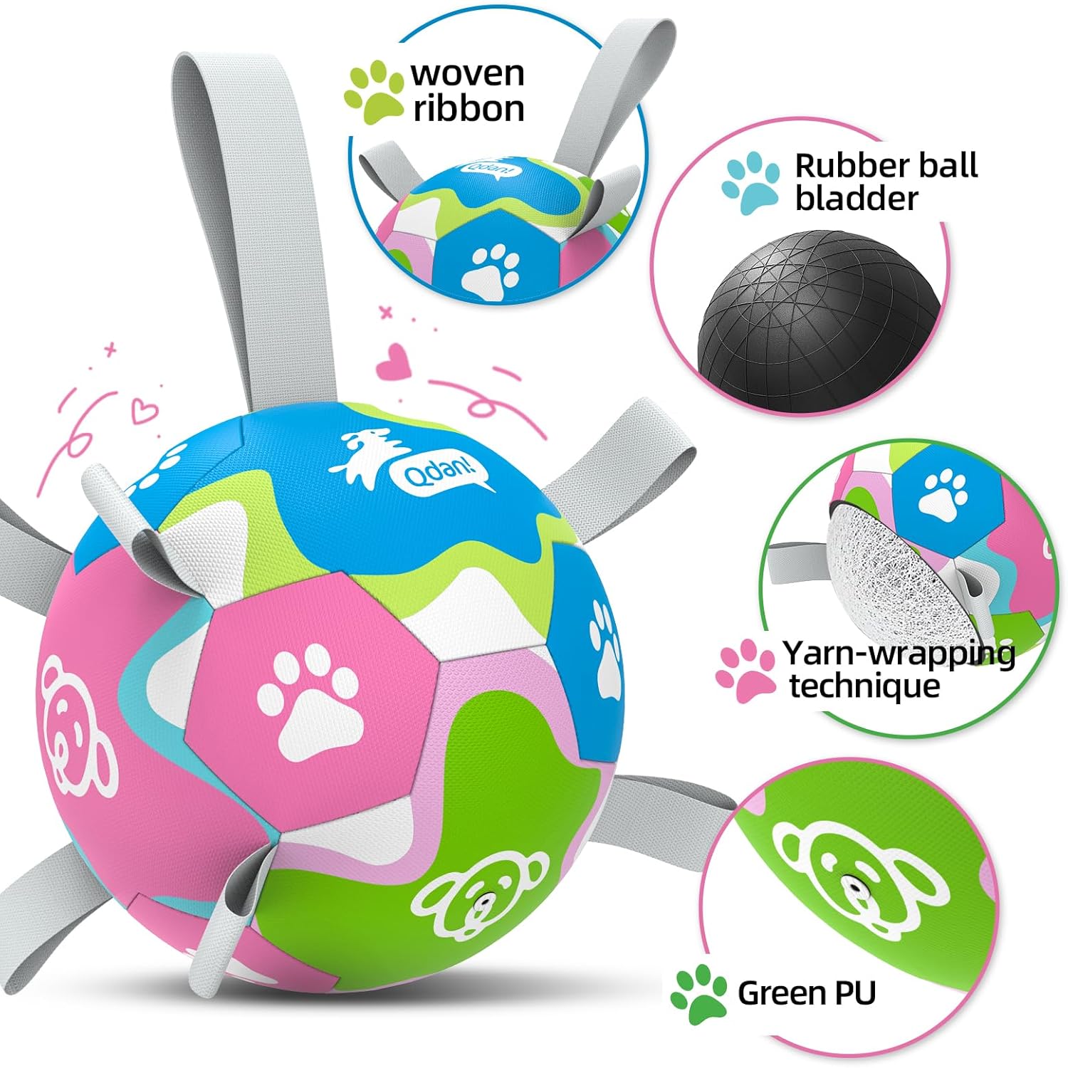 QDAN Juguetes para perros de 6 pulgadas, bolas duraderas para perro...
