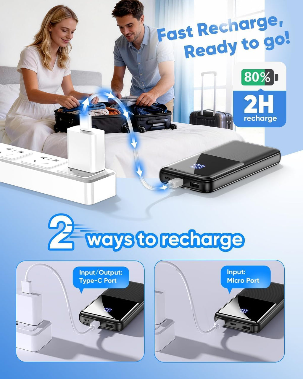 Cargador portátil de batería \u2013 Batería delgada de 15000 mAh 50...