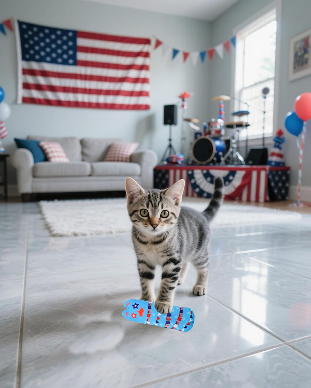 PET SHOW Paquete de 8 juguetes para patear gatos del 4 de julio con...