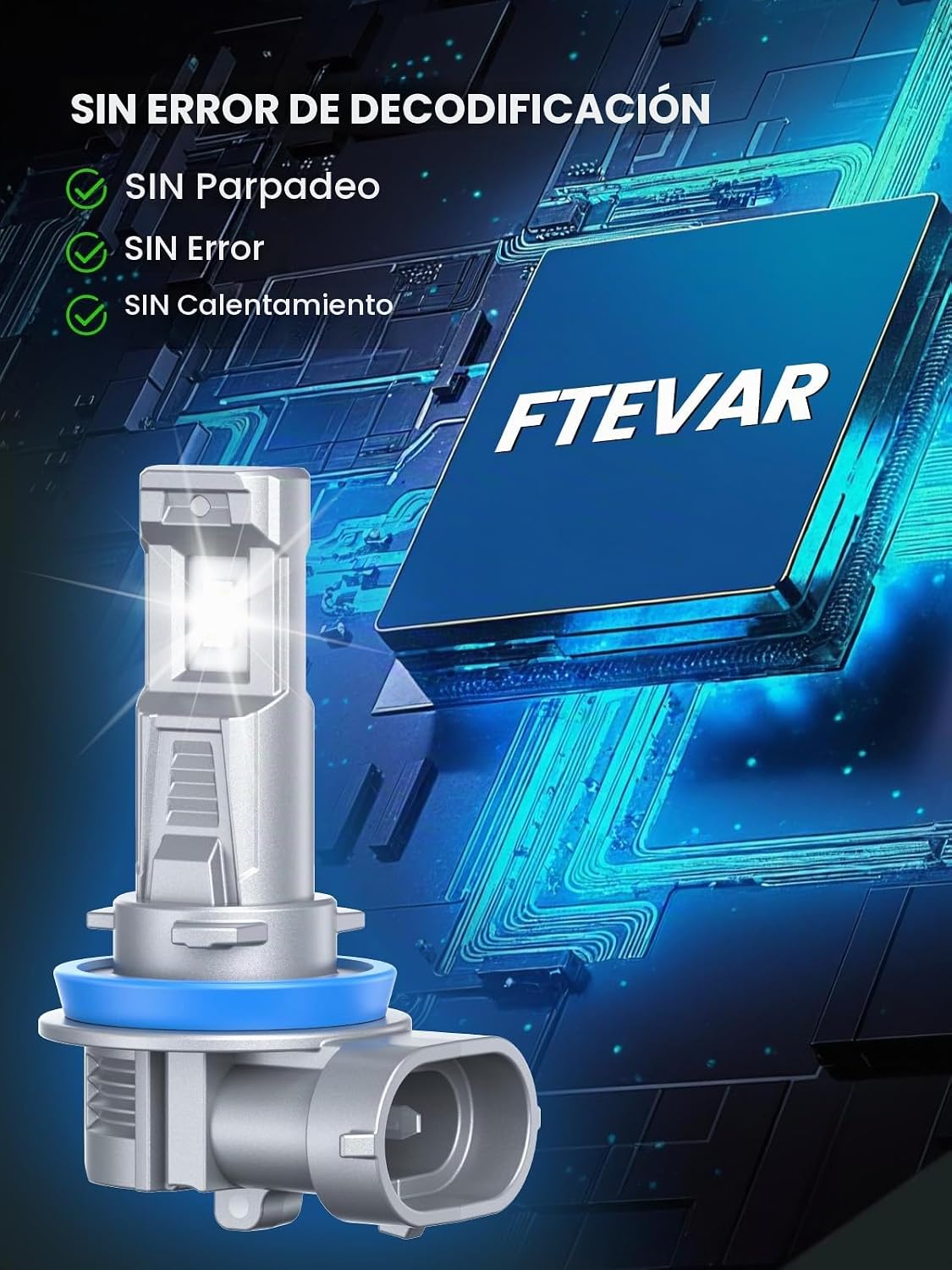 FTEVAR Combo de bombillas LED 9005\/HB3 y H11\/H8\/H9, sin ventilad...