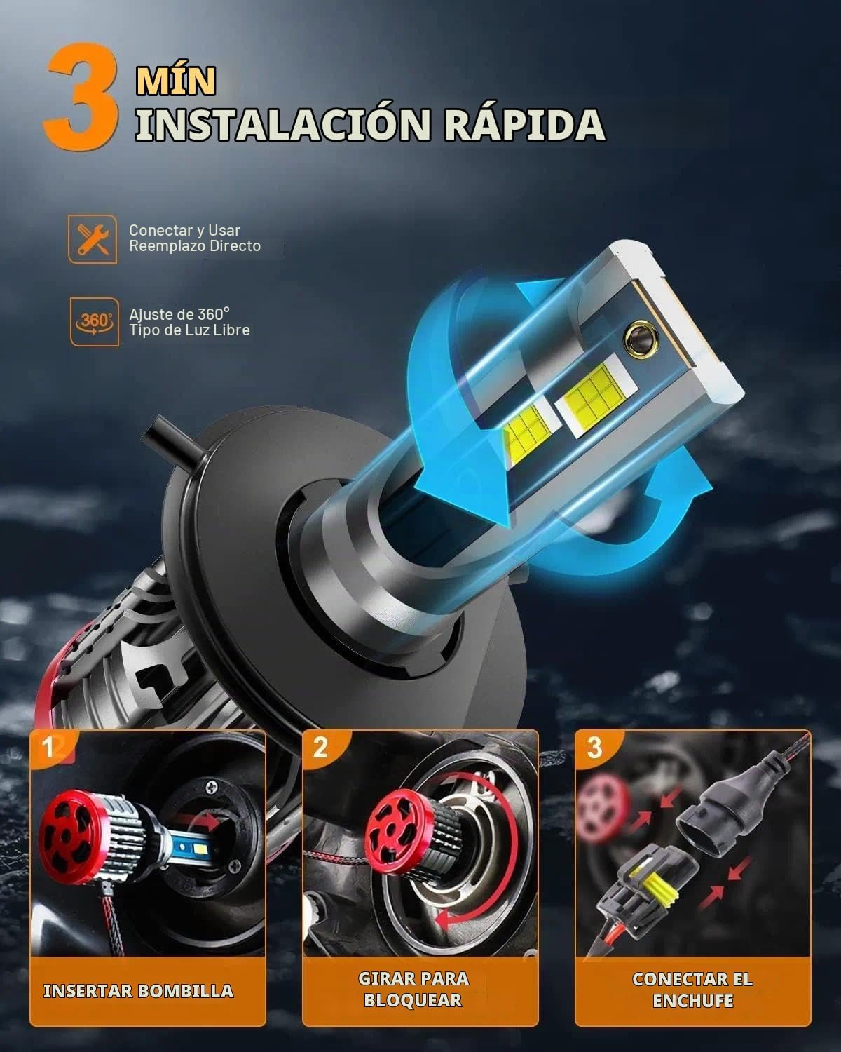 FITMOTORS Bombilla H4\/9003, 16000LM súper brillante, Plug and Play...