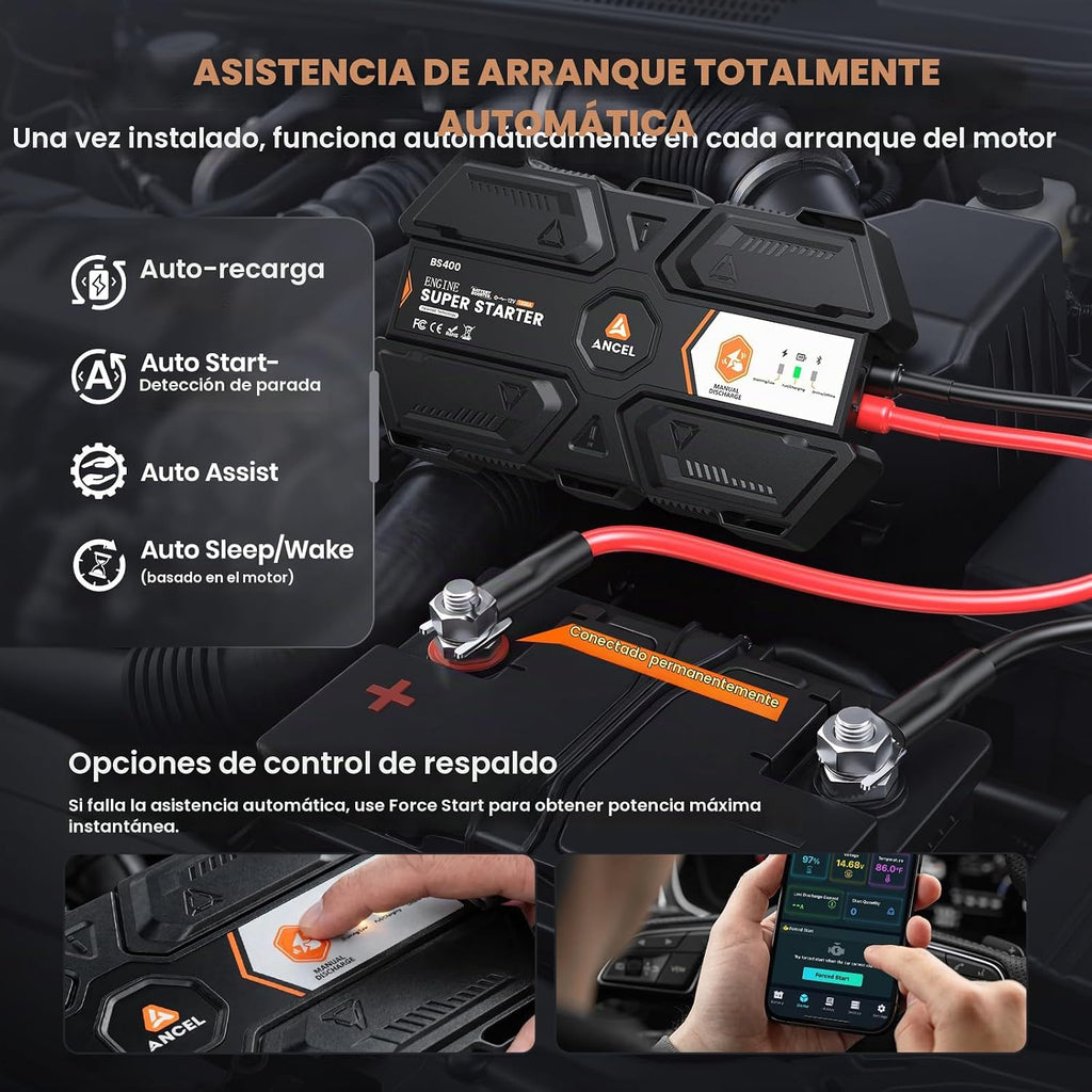 ANCEL BS400 Super Starter, arrancador de súper condensador conectad...