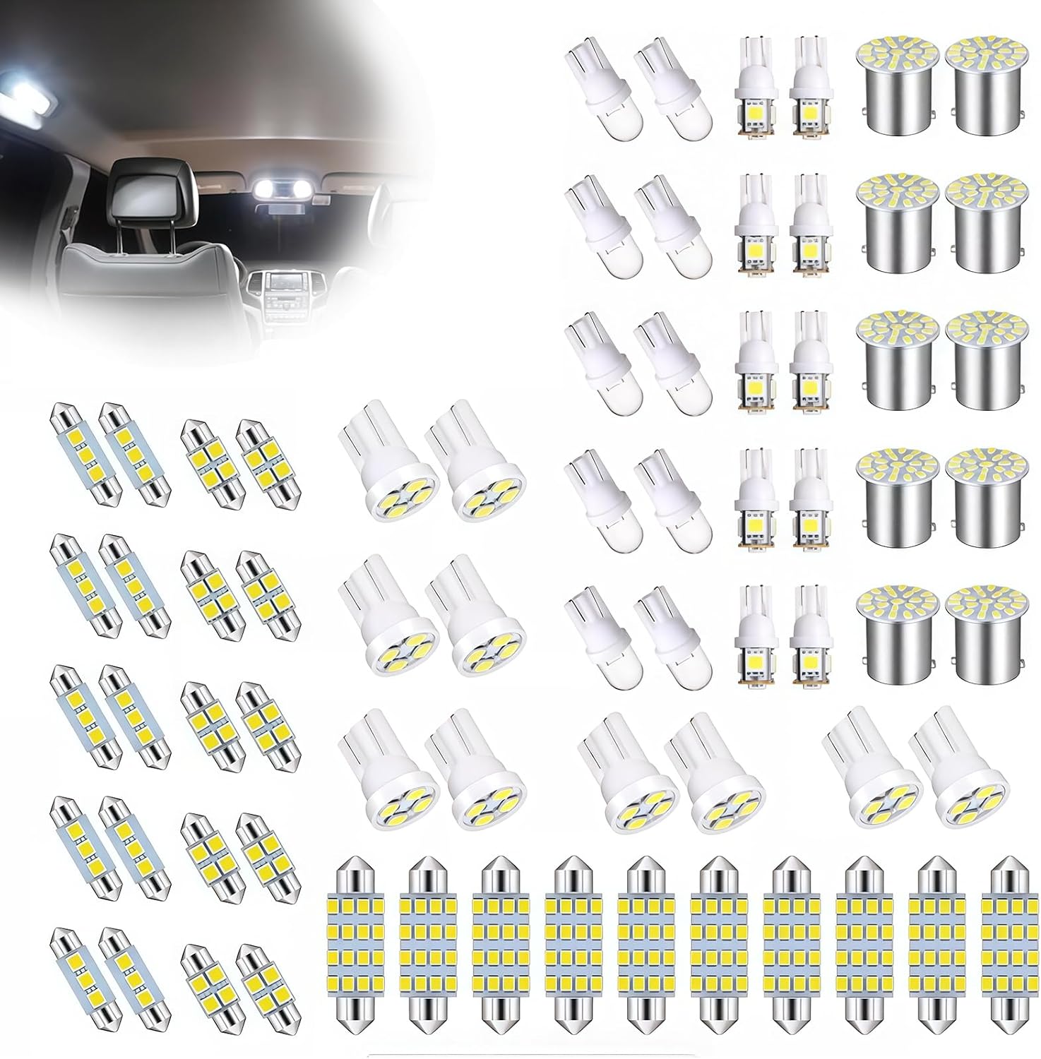AMZAUTO Luces LED para Coche 70 PIEZAS Kit de Bombillas LED Interio...