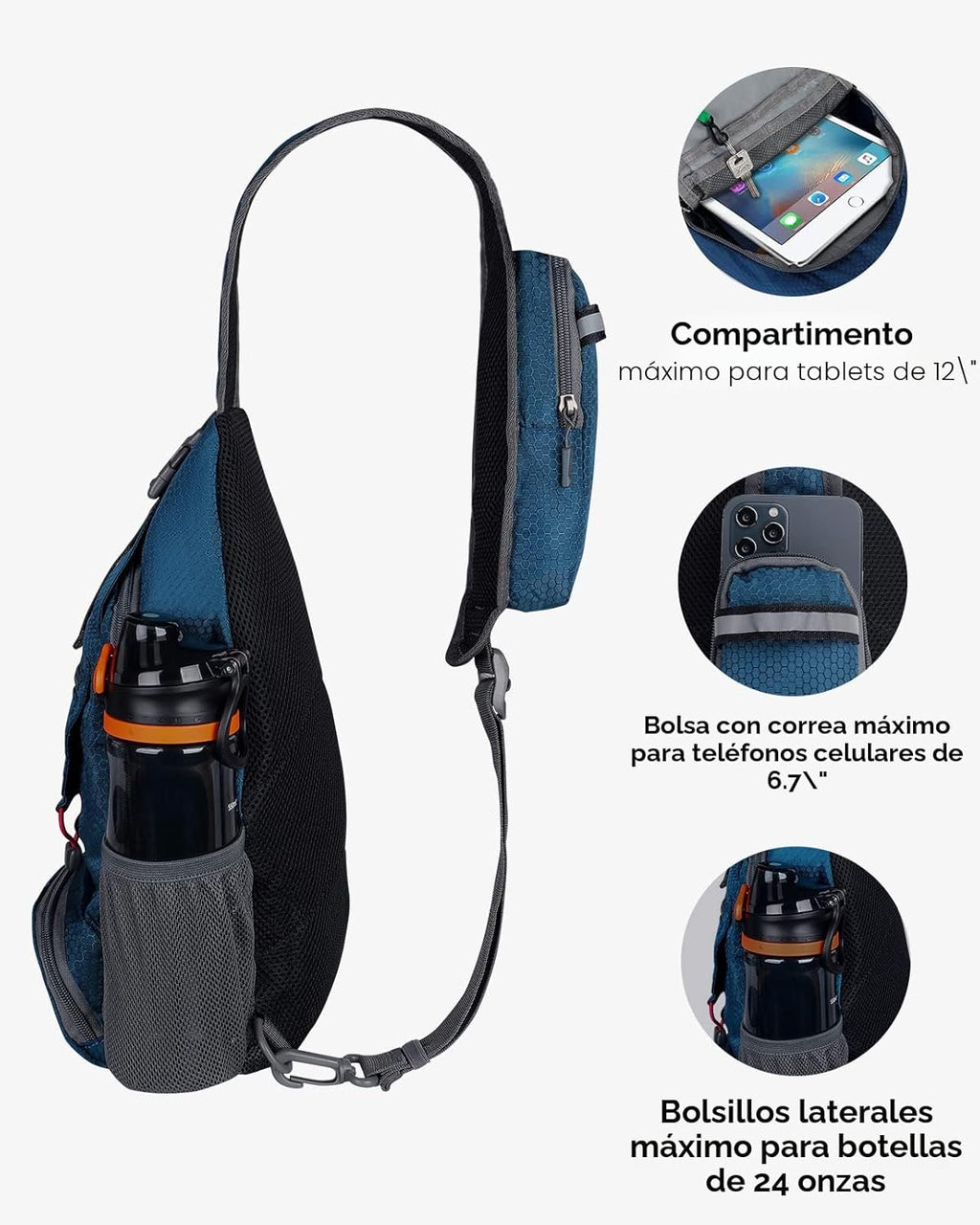 WATERFLY - Mochila compacta tipo bandolera pequeña para el hombro y...