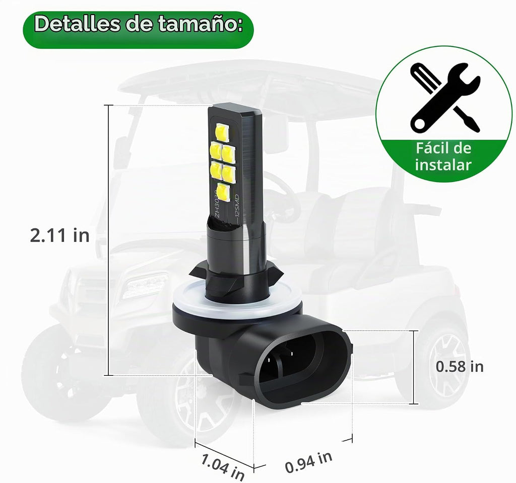 10L0L Bombilla de faro delantero para carrito de golf para EZGO 199...