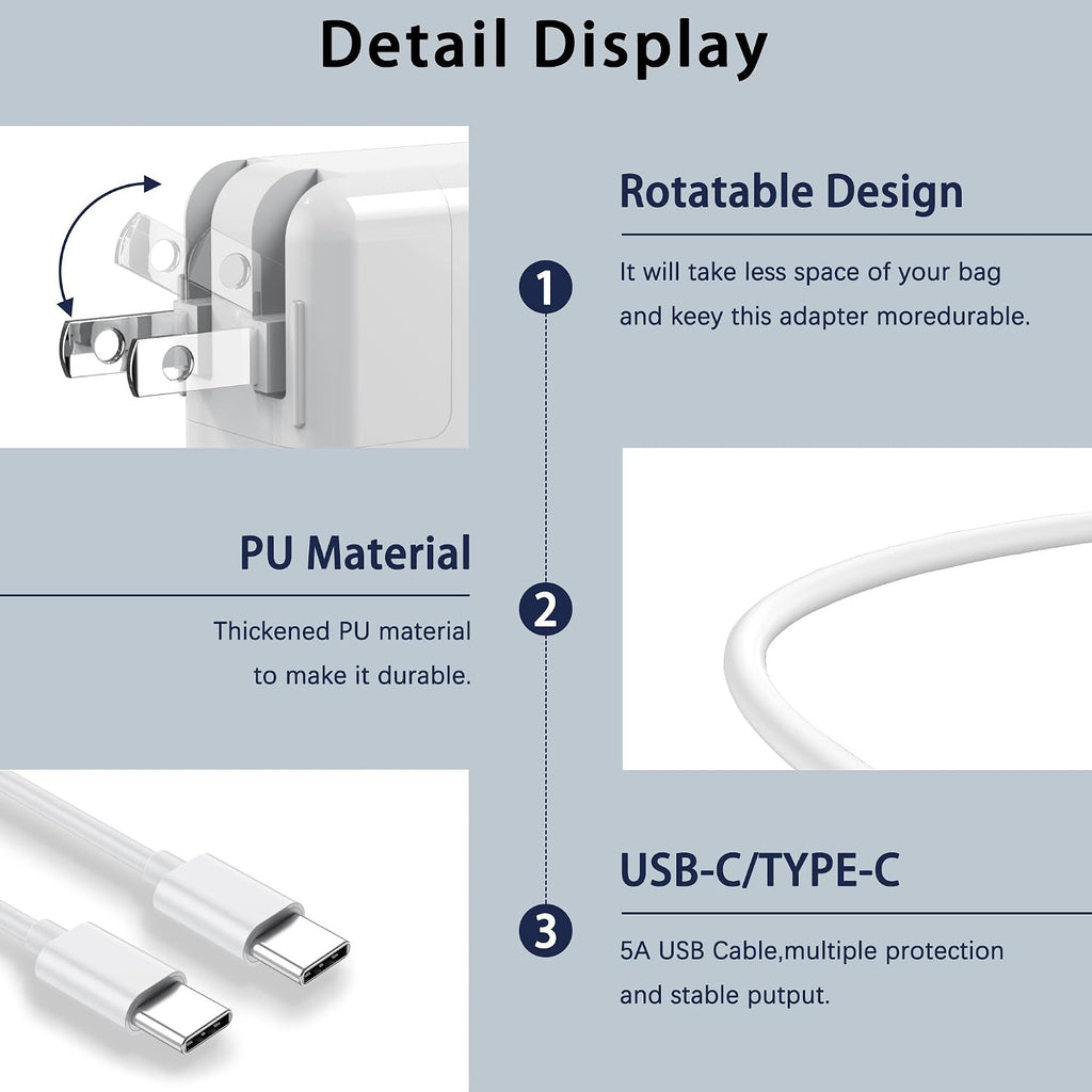 Cargador Mac Book Pro - Cargador USB C de 100 W para laptop compati...