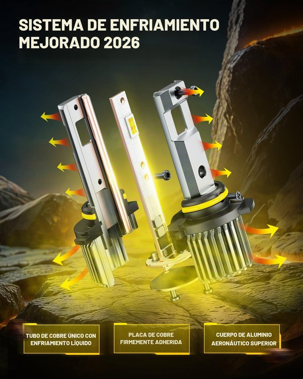 AUXITO Bombilla LED Switchback 9006 HB4, 6500K blanco frío y amaril...
