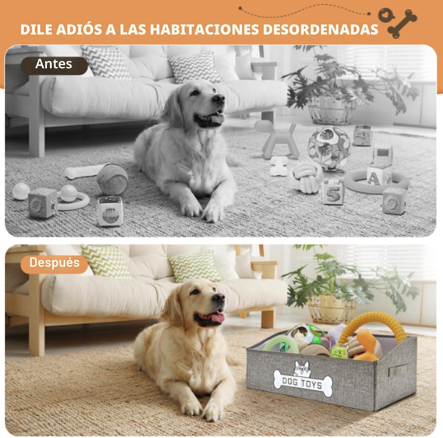 Mutiearo Cesta de juguetes para perros, especialmente diseñada para...
