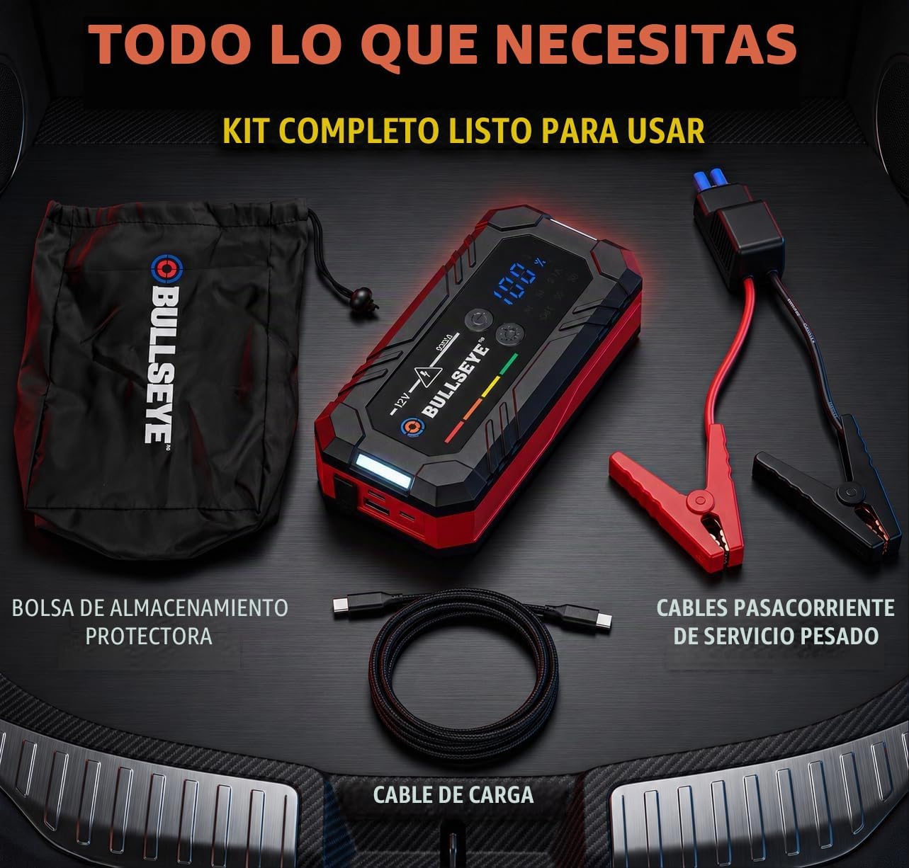 Bullseye SafetyXL 1000A - Arrancador portátil para batería de coche...