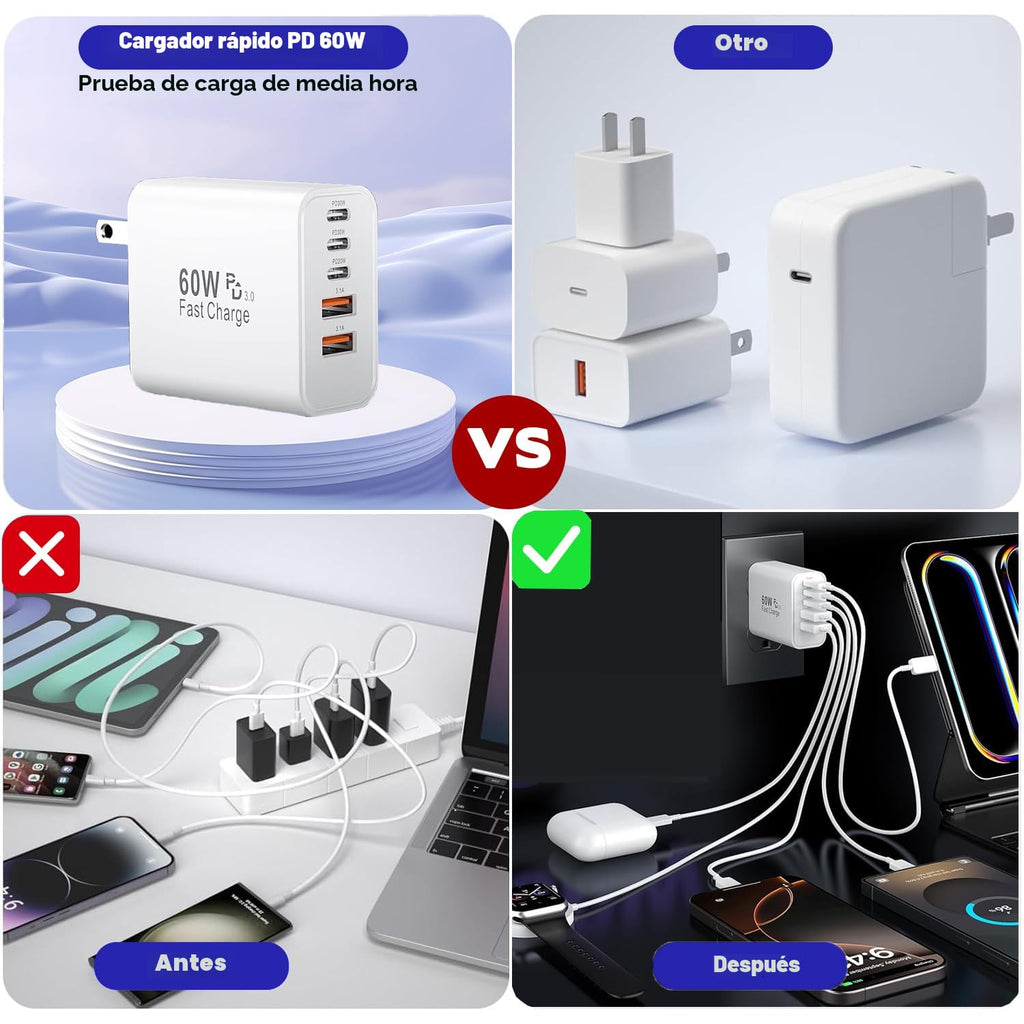Bloque de carga rápida para iPhone 17\/16, paquete de 2 bloques de...