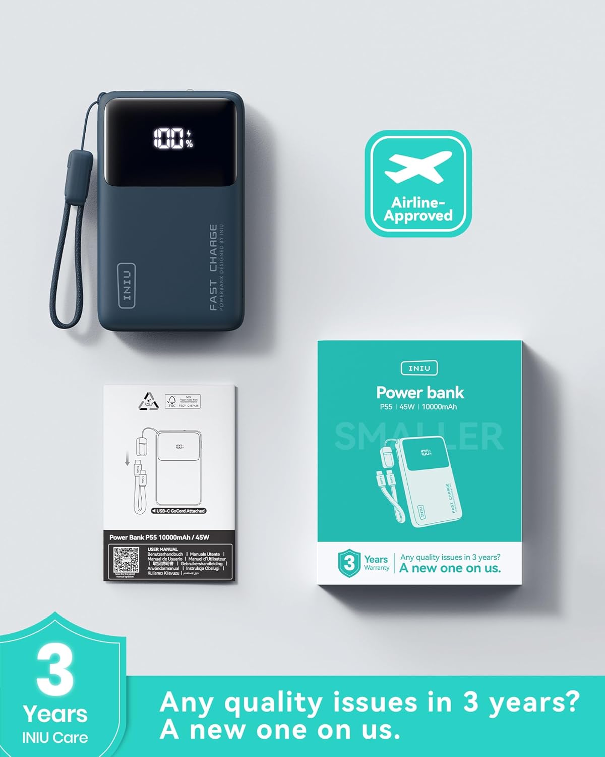 INIU Cargador Portátil, Banco de Energía Delgado de 10000mAh, Paque...