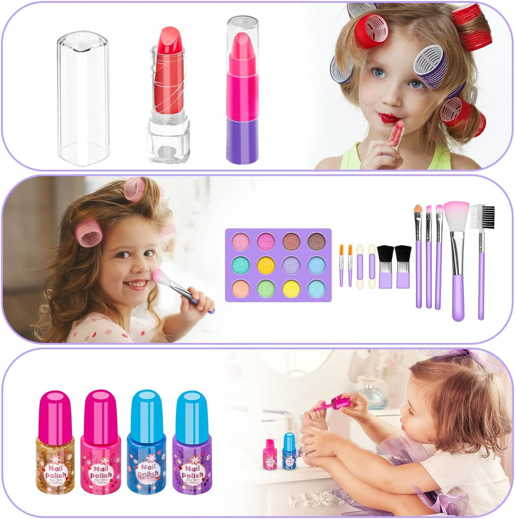 Hollyhi 58 piezas de kit de maquillaje para niñas, juguetes de prin...