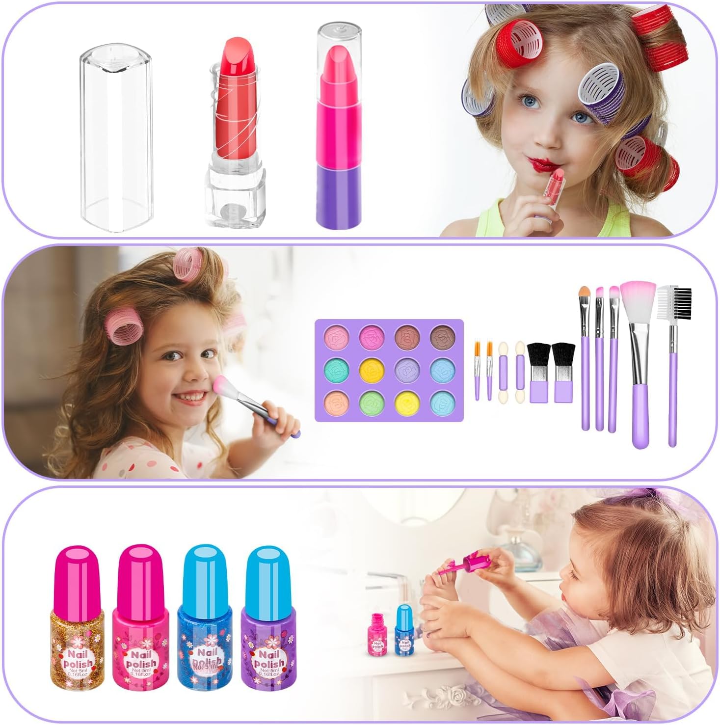 Hollyhi 58 piezas de kit de maquillaje para niñas, juguetes de prin...